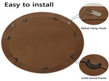 31.5 inches Round Wall Mirror for Bathroom Vanity, Wooden Farmhouse Circle Mirrors for Bedroom, W2295P339144