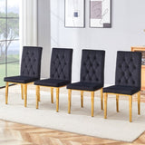 4 piece dining chairs.The gold metal legs complement the black velvet, showcasing a perfect blend of W1151131989