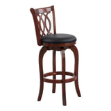 Comfortable Swivel Pub Height Chair 1pc Design Back Dark Cherry Finish Faux Leather Upholstery Solid B011P238917