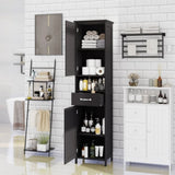 ZUN Double Door Narrow Height Slim Floor Standing Cabinet with 2 Adjustable Shelves-Black 58915687