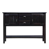 48'' Solid Wood Sideboard Console Table with 2 Drawers and Cabinets and Bottom Shelf, Retro Style W1202P263636