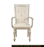 ZUN Modern Silver Finish Arm Chairs 2pc Set Crystal Button-Tufted Chair Traditional Design Dining Room B01182312