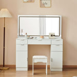 ZUN Dressing table set with LED mirror and 3 lighting modes, dressing table with 5 drawers and 2 96670198