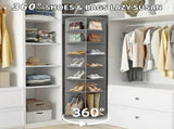 7-tier, 360&deg rotating wood-plastic composite shoe rack, 60*60*184cm, gray 93823398
