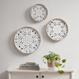 Distressed White Floral 3-piece Carved Wood Wall Decor Set B03598792