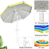 7.2 Feet Outdoor Beach Umbrella with Tilt Mechanism 49206287