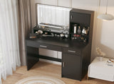 Vanity Desk with Mirror and LED Light Strip,Dressing Table with Large Drawer, 3 Level Storage W2386P389996