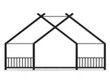 Black House Shaped Twin Size Kids Metal Bed with Side Rails, Platform Bed No Box Spring Needed, Safe 35174809