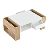 ON-TREND High Glossy Coffee Table with 2 Drawers, Practical Two Tone Center Table with Hidden N721P205792K