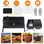 ZUN Portable Charcoal Two Side Small BBQ Folding Outdoor Stove Barbecue Smoker with 1Pc 22774928