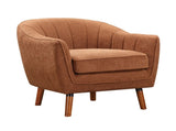 Mid-Century Modern Accent Chair 1pc Rust-hued Chenille Fabric Upholstered Channel Stitched Back B011P182509
