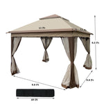 ZUN Outdoor 11x 11Ft Pop Up Gazebo Canopy With Removable Zipper Netting,2-Tier Soft Top Event W41932833