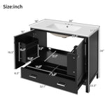 36" Black Bathroom Vanity with Ceramic Sink, Soft-Close Doors, Double Storage Shelves & Divided N729P276609B