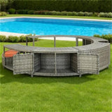 Outdoors Hot Tub Surround Gray Poly Rattan /poly rattan hot tub surround 81126666