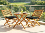 3 Pieces Foldable Acacia Wood Patio Bistro Set, Outdoor Round Table & 2 Ergonomic Chairs with 25255941