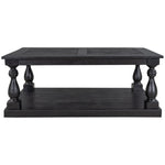 ZUN Rustic Floor Shelf Coffee Table with Storage,Solid Pine Wood 79037945