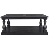 ZUN U_STYLE Rustic Floor Shelf Coffee Table with Storage,Solid Pine Wood WF297766AAB