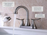 2-Handle 4-Inch Brushed Nickel Bathroom Faucet, Bathroom Vanity Sink Faucets with Pop-up Drain and 99679626