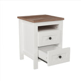 ZUN 2-Drawer Farmhouse Wooden Nightstand Well-proportioned Design and Sleek Lines, Wood Side Table WF317945AAK