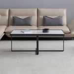 ZUN Minimalism rectangle coffee table,Black metal frame with sintered stone tabletop 05384059