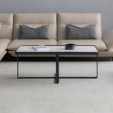 ZUN Minimalism rectangle coffee table,Black metal frame with sintered stone tabletop 05384059