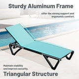 Outdoor Lounge Chair, Aluminum Plastic Patio Chaise Lounge with Side Table & 5 Position Adjustable W1859P225543