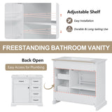 36" Bathroom Vanity with Sink, Ceramic Sink, 2 Tip-out Drawers, Soft Close Door Hinges, White N759P223021K
