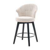 008-Set of 2 Counter Height Swivel Bar Stools, Chenille Upholstered Chairs with Wide Backrest for W2636P239835