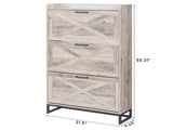 Barn door three-drawer cabinet with top panel shoe cabinet particleboard 80*24*145cm washed gray 24408365
