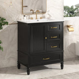 ZUN 30" Bathroom Vanity with Sink, Bathroom Cabinet with A Door, Three Drawers, Solid Wood Legs & MDF N759P207656B