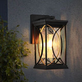 1-pack Black Outdoor Wall Lantern with Crackled Glass, Weather-Resistant Exterior Light Fixture for W1340P239410