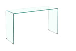 ZUN Glass Console Table, Transparent Tempered Glass Console Table with Rounded Edges Desks, Sofa Table W1718P234156