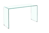 ZUN Glass Console Table, Transparent Tempered Glass Console Table with Rounded Edges Desks, Sofa Table W1718P234156