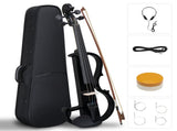 Full Size 4/4 Bunnel Edge Electric Silent Violin with Case Bow Rosin Headphone Connecting Line Black 54112168