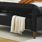ZUN 62" Bedroom Tufted Button Storage Bench, Modern Fabric Upholstered Ottoman, Window Bench, Rolled Arm W1853141522