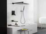 Male NPT Folding Bathtub Shower Faucet, Rain Shower Head System with Bath Tub Faucet Set and 01791778