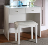 White Makeup Vanity and Stool Set with 10 Lights and USB Port and Power Outlet, 2x Drawers Luxurious B011P146014