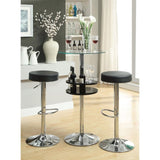 ZUN Black and Chrome Adjustable Hydraulic Bar Stool B062P149094