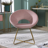 ZUN Slatina Pink Silky Velvet Upholstered Accent Chair with Gold Tone Finished Base T2574P164522