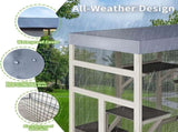 Gray Wooden Catio Outdoor Pet Enclosure with Waterproof Top, Spacious and Secure Cat House & Small W773P362350