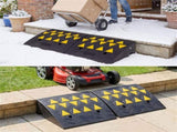 2 Pcs Heavy Duty Rubber Curb Ramp with Drain Channel & Reflective Strips for Driveway - M 57470856