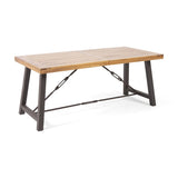 Outdoor Acacia Wood Metal Base Dining Table, Teak 57239.00