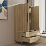 Density board pasted with triamine 9398-1 oak color black copper feet 2 doors 2 drawers with clothes 83228701