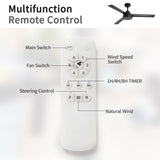 ZUN 52" Ceiling Fan Without Light, 3 ABS Blades Farmhouse Ceiling Fan with Remote Control 6-speed W934P208509