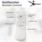 ZUN 52" Outdoor Ceiling Fan Without Light, 3 ABS Blades Farmhouse Ceiling Fan with Remote Control W882P164176