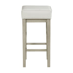 ZUN Transitional White Faux Leather Seat 29-inch Pub Height Stools Set of 2, White Finish Solid Wood B011P232133