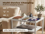 Bedside Table Charging Station Nightstand with USB/C Ports, Adjustable Drawers, 3-Tier Storage Shelf 76244794