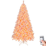 8 FT Pre-lit Snow Flocked Christmas Tree, Artificial Hinged Xmas Pine Tree with 1250 Branch Tips, 39578749