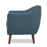 Blue Fabric Upholstered Accent Chair 1pc Espresso Finish Legs Button Tufted Solid Wood Furniture B011P182504