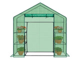 Mini Walk-In Greenhouse with PE Cover, 4-Shelf Indoor Outdoor Garden Plant Shelves, Zippered Roll-Up 81049791